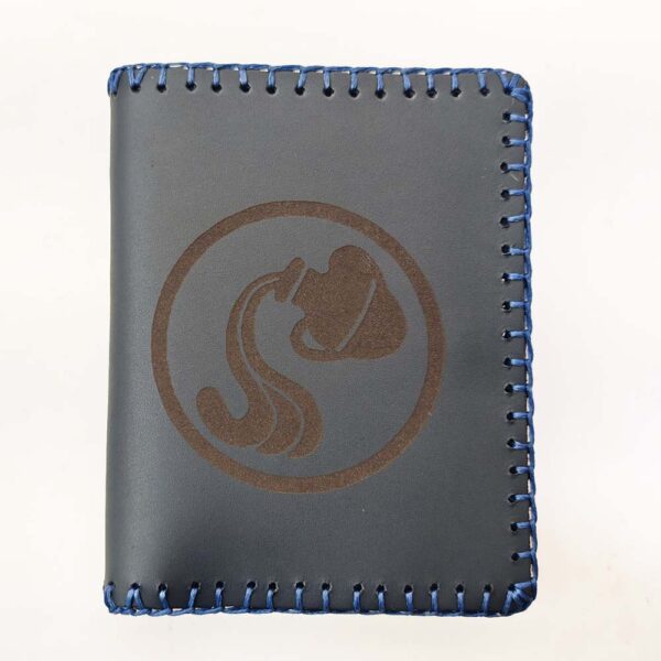 Cartera billetero de piel azul acuario