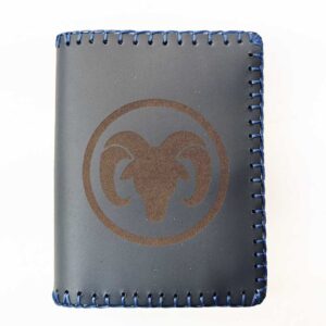 Cartera billetero de piel azul aries