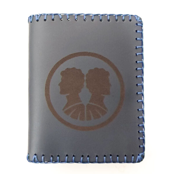 Cartera billetero de piel azul géminis