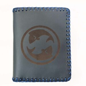 Cartera billetero de piel azul piscis