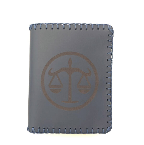 Cartera billetero de piel azul libra