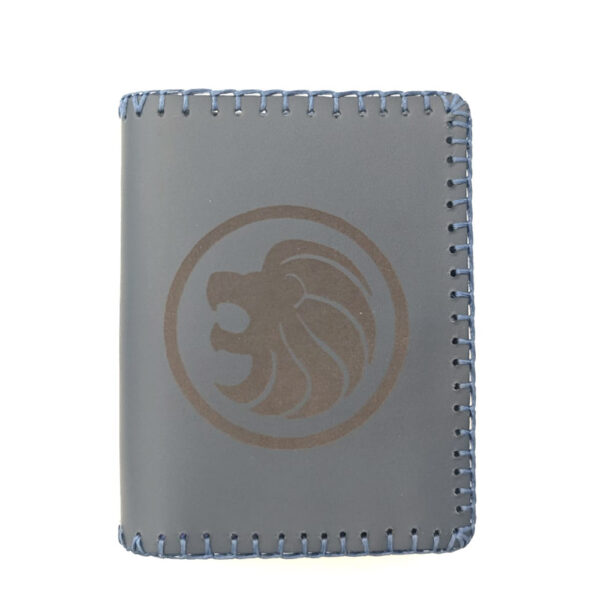 Cartera billetero de piel azul leo