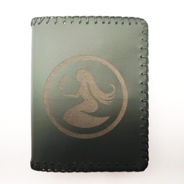 Cartera billetero de piel verde