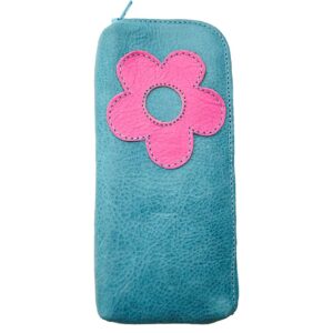 Funda de gafas de piel turquesa