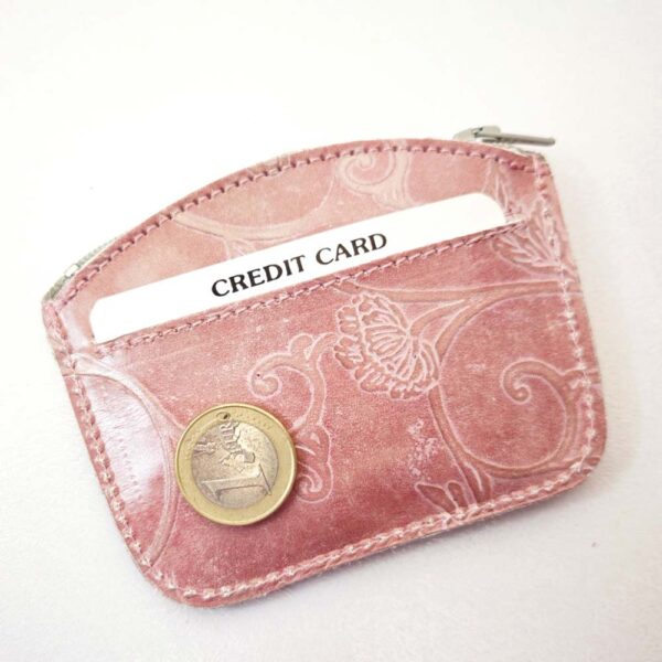 Monedero de piel rosa