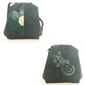 Mochila de piel verde botella